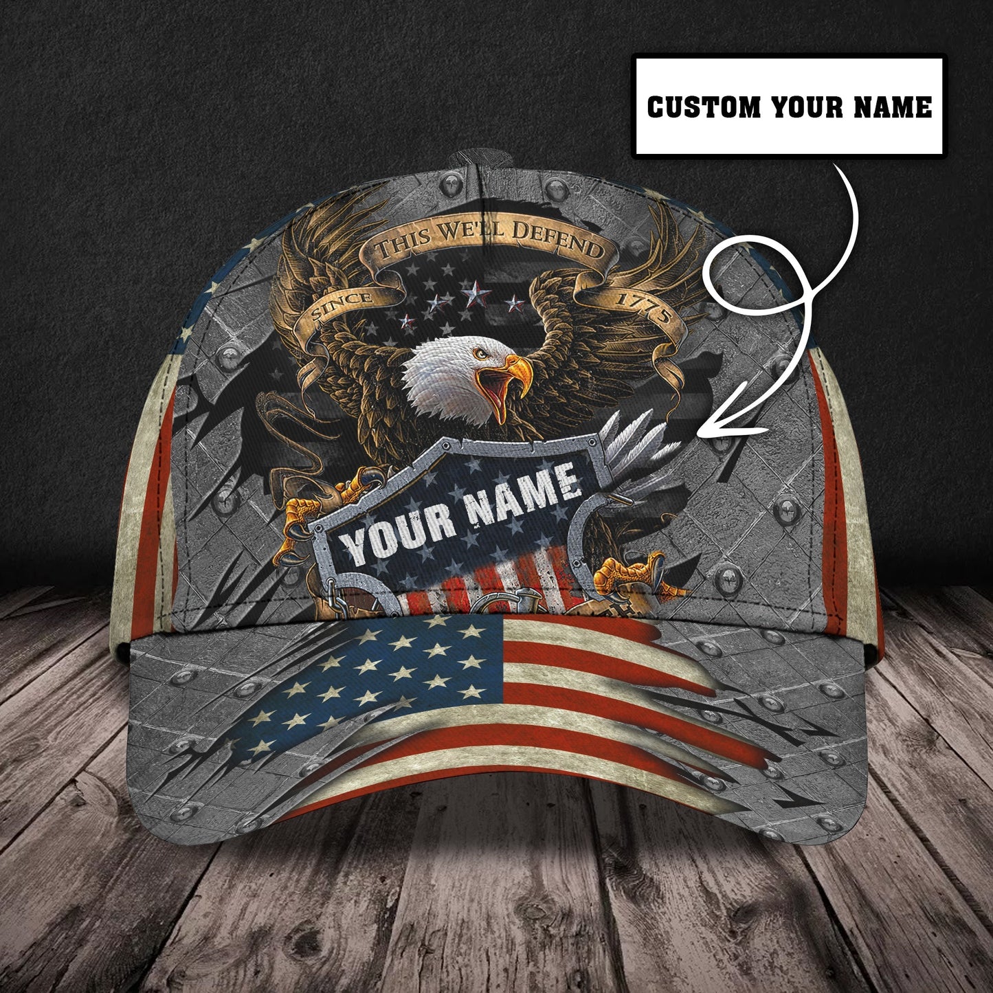 3D Classic Cap Veteran Personalized Name Cap 7 Lasfour CA0560