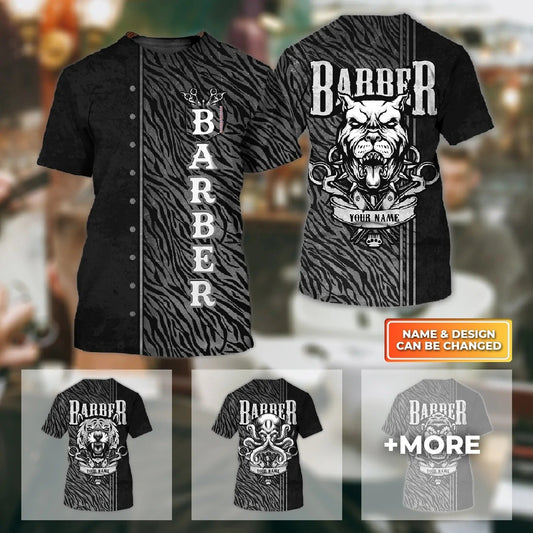 Personalized 3D All Over Print Barber Shirt, Barber Shop Animal Gang Tshirt, Barber Gift, Barbershop Uniform TO2722