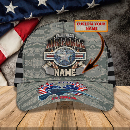 3D Classic Cap Air Force Veteran 2 Personalized Name Cap CA0014