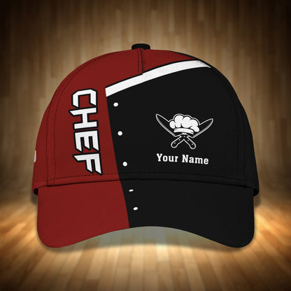 3D Classic Cap Chef Cook Personalized Name Cap 18 Black & Red Rd Lasfour CA2407