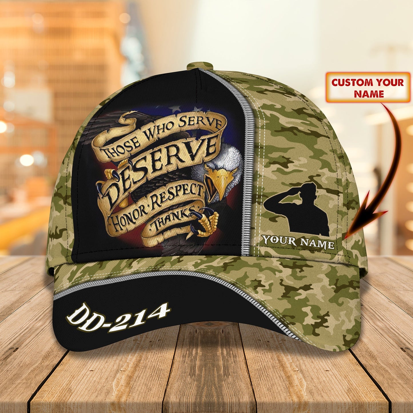 3D Classic Cap U.S Veteran 1 Personalized Name Cap Lasfour CA1595