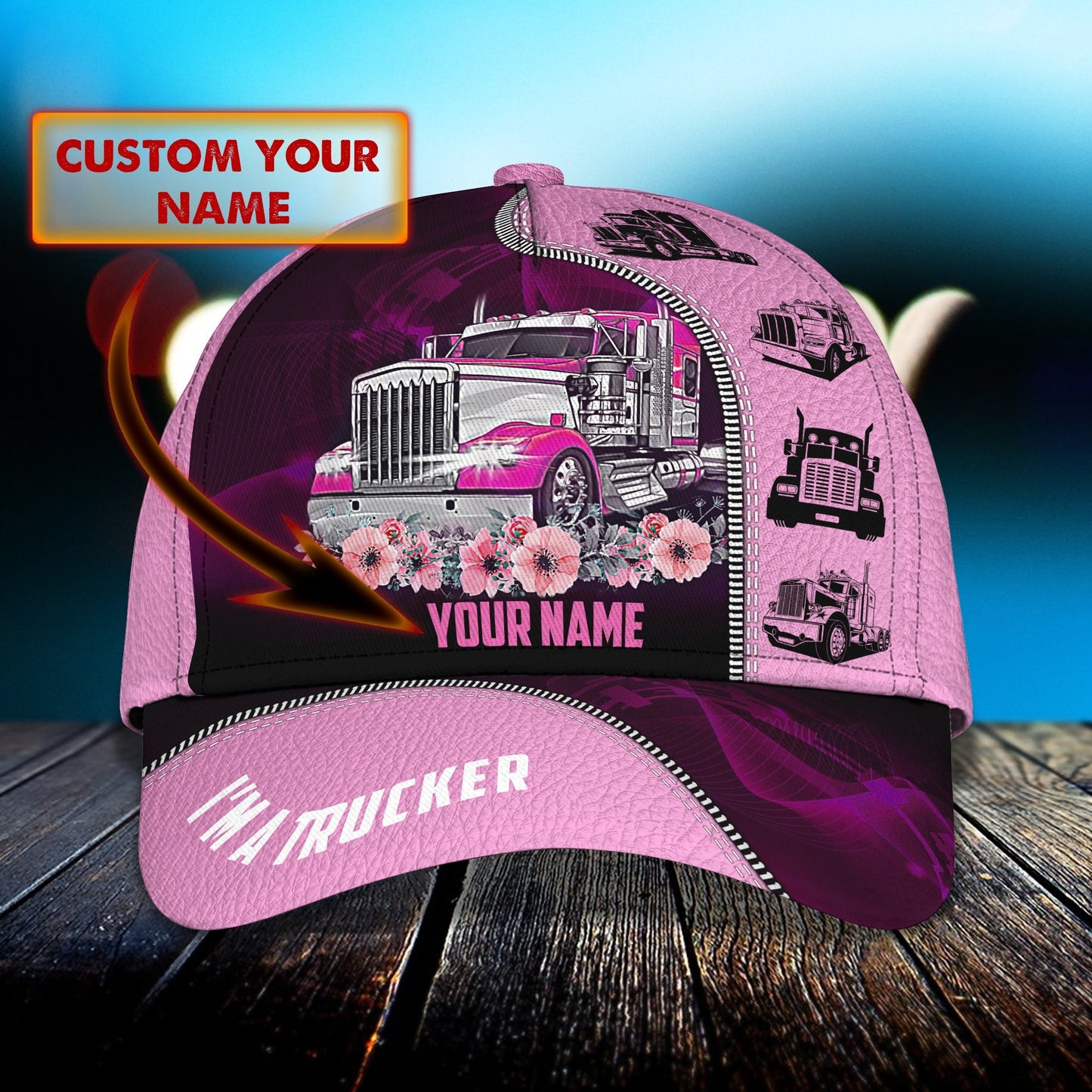 3D Classic Cap Trucker Girl Personalized Name Cap 001 Lasfour CA1163