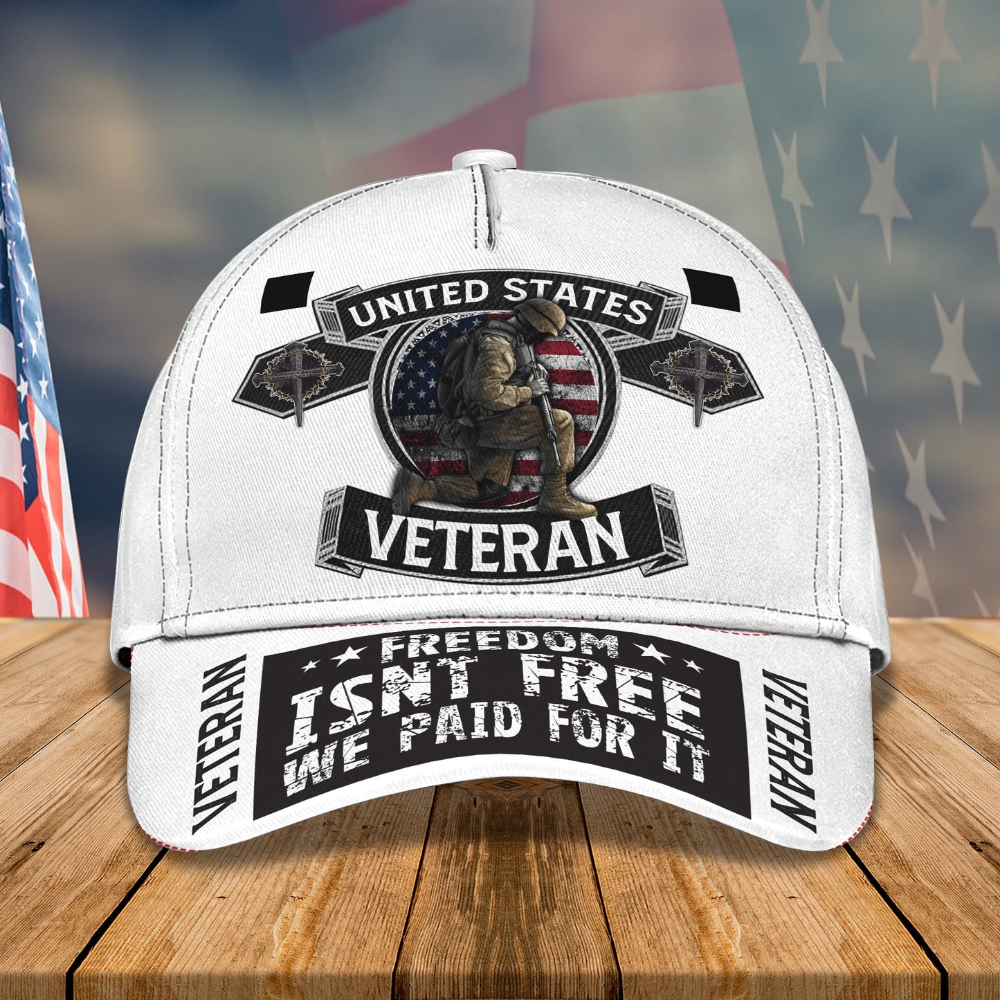 3D Classic Cap Veteran Freedom Personalized Name Cap Lasfour CA1767