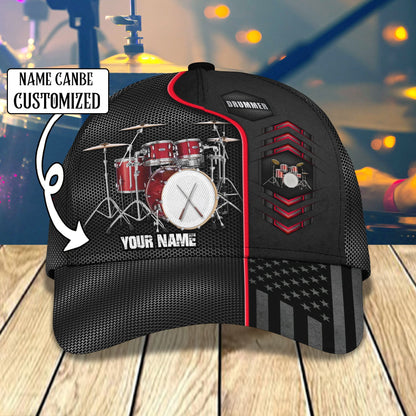 3D Classic Cap Drummer Personalized Name Cap Lasfour CA0818