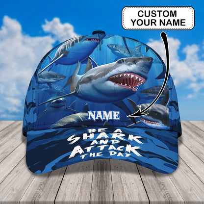 3D Classic Cap Shark 2 Personalized Name Cap Lasfour CA1370