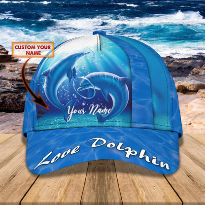 3D Classic Cap Love Dolphin Personalize Name Cap02 Lasfour CA1849