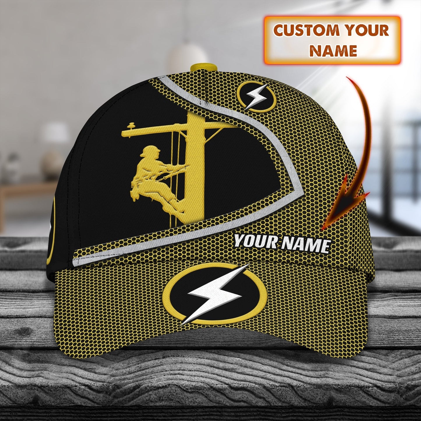 3D Classic Cap Electrician Personalized Name Cap Cap055 Lasfour CA1870