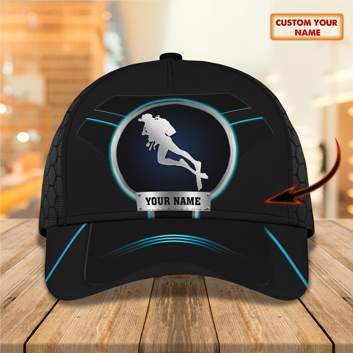 3D Classic Cap Scuba Diving Personalized Name Cap 71 Lasfour CA1202