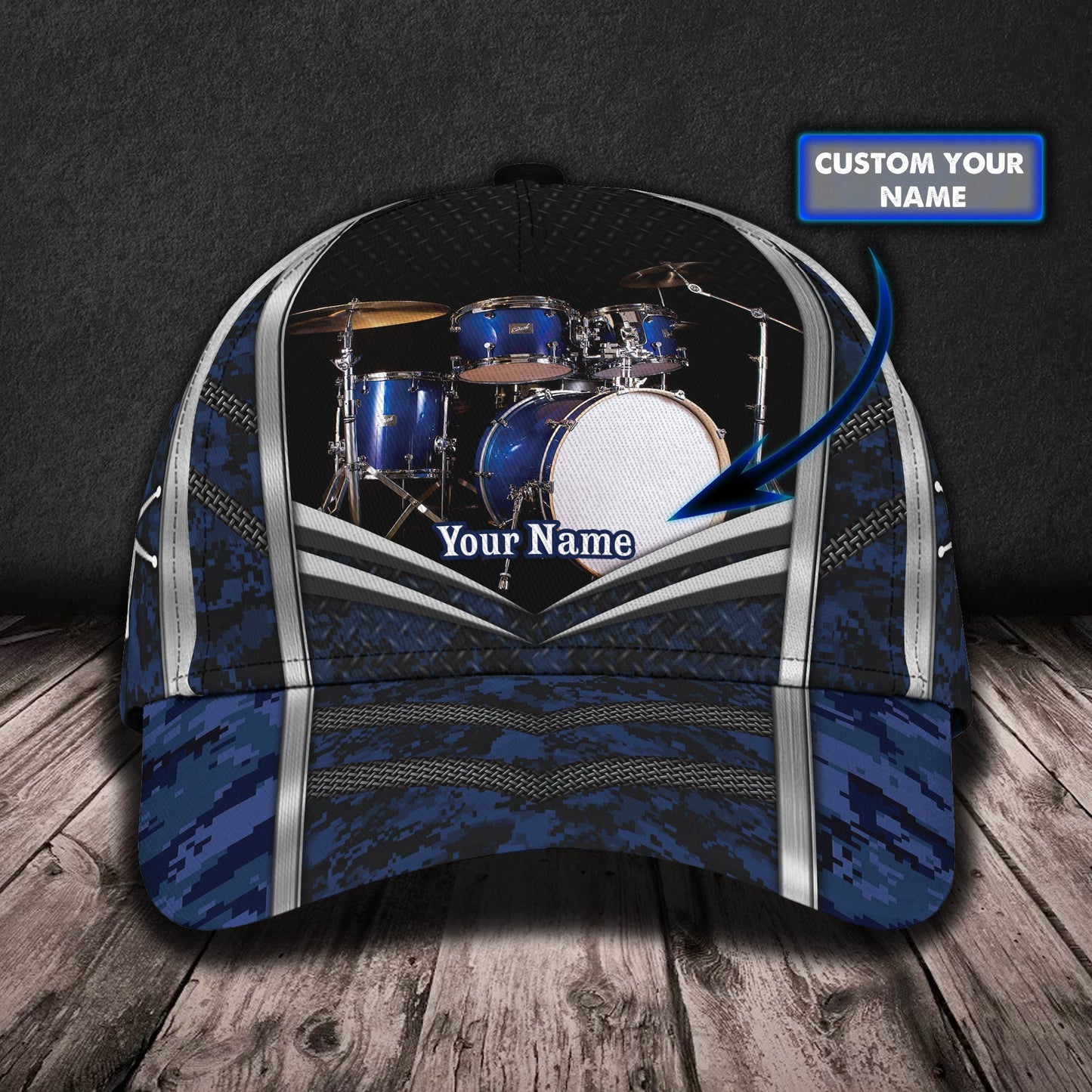 3D Classic Cap Drum Personalized Name Cap 238 Lasfour CA1342