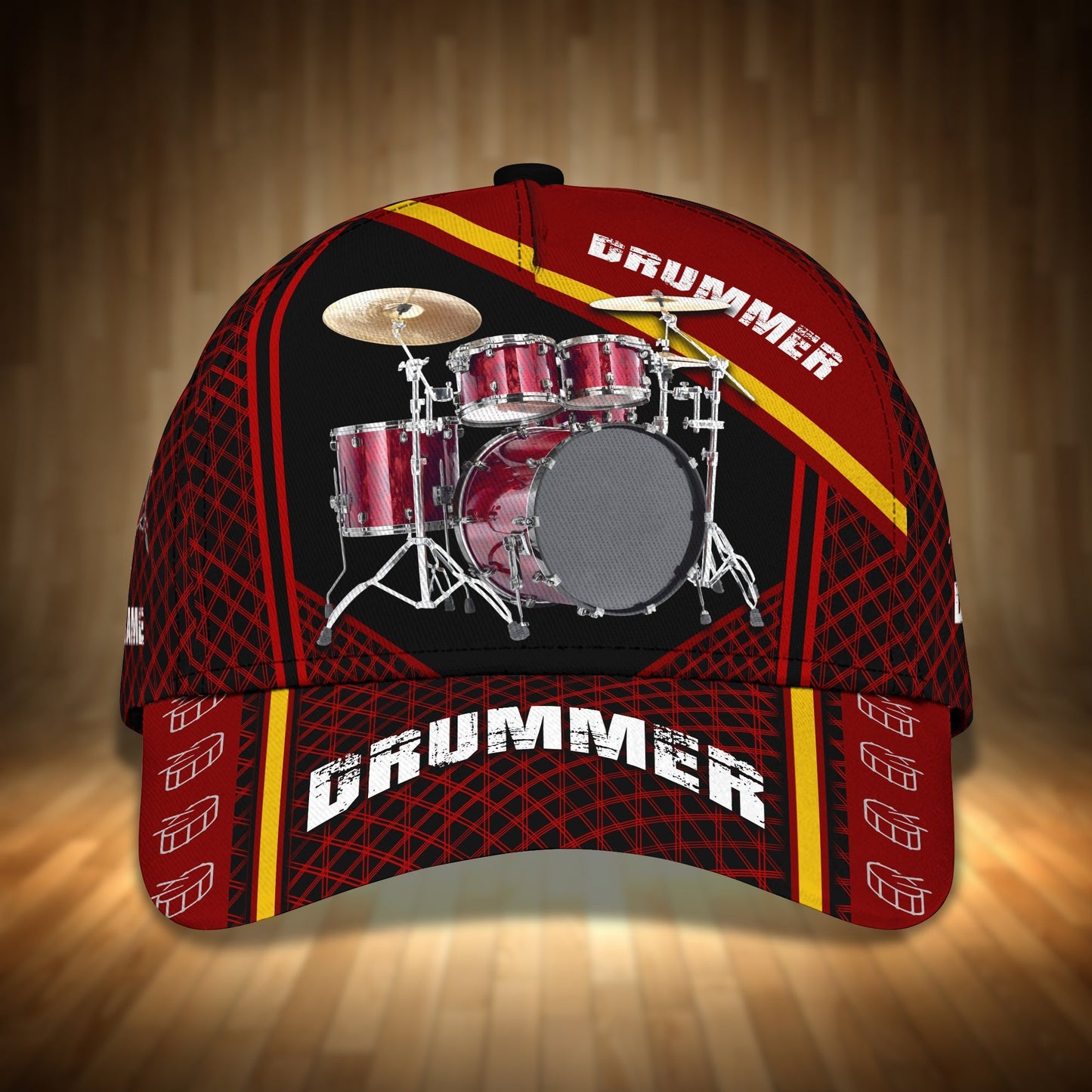 3D Classic Cap Red Drum Drummer Personalized Name Cap 14 Rinc Lasfour CA2154