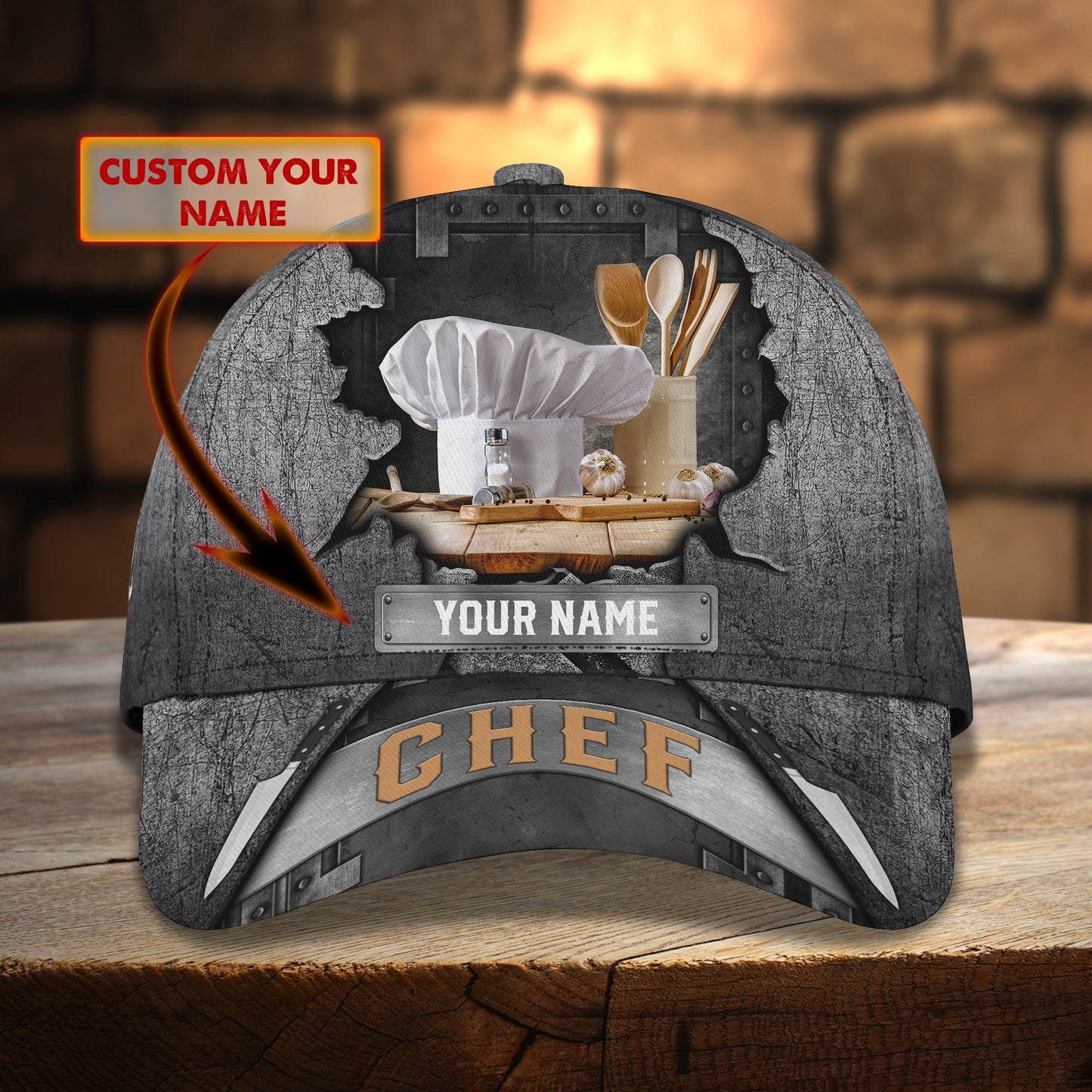 3D Classic Cap Personalized Name Cap Chef07 Lasfour CA2486