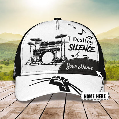 3D Classic Cap I Destroy Silence Personalized Name Cap Drum Lasfour CA1221