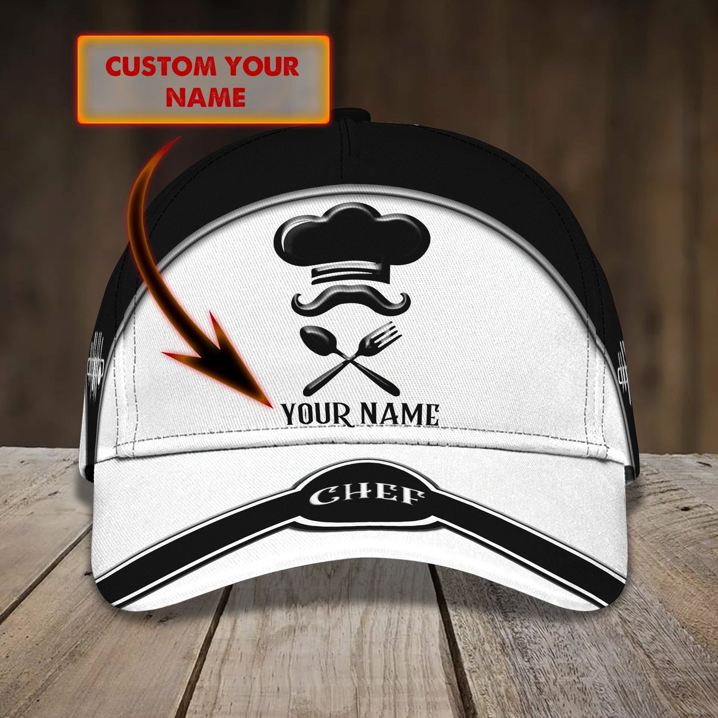 3D Classic Cap Chef Personalized Name Cap Lasfour CA1118