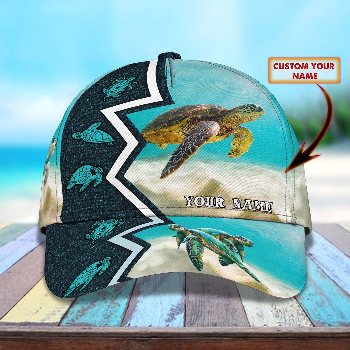 3D Classic Cap Turtle 01 Personalized Name Cap Lasfour CA1331