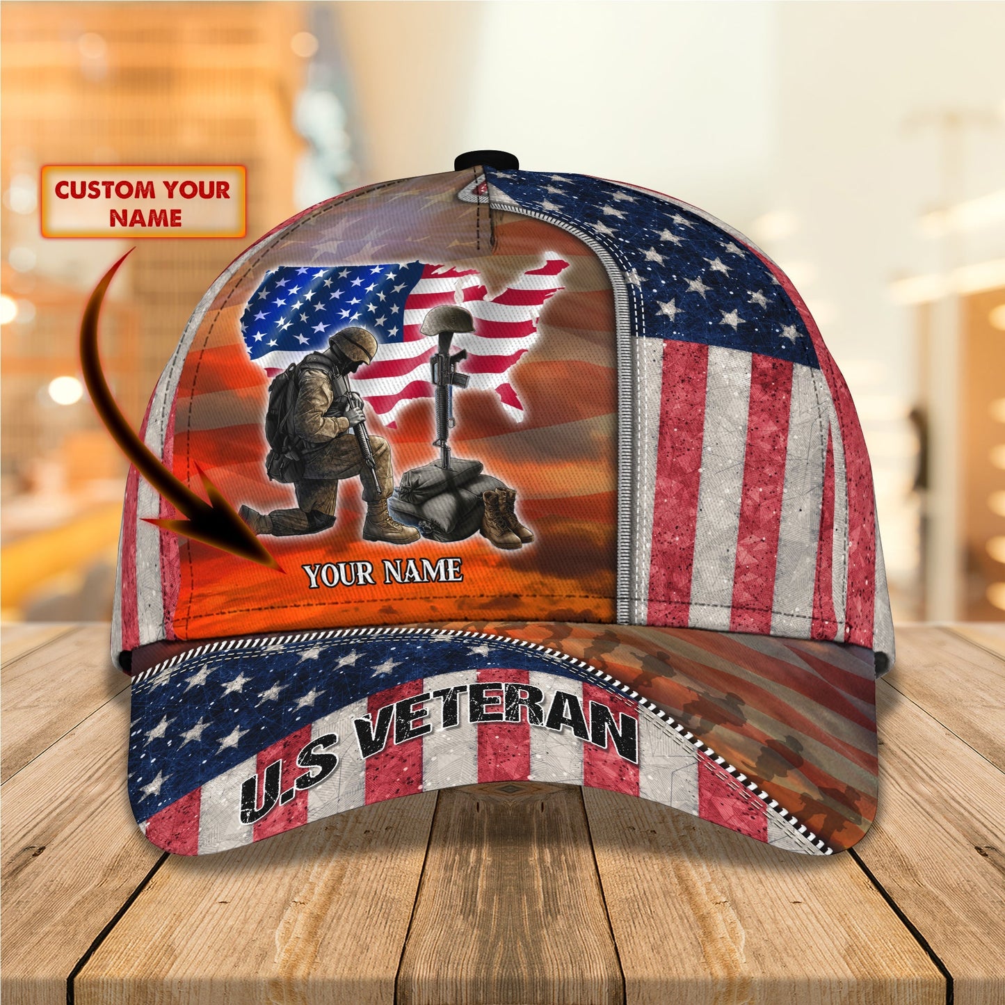 3D Classic Cap Personalized Name Cap11 Veteran Lasfour CA1771