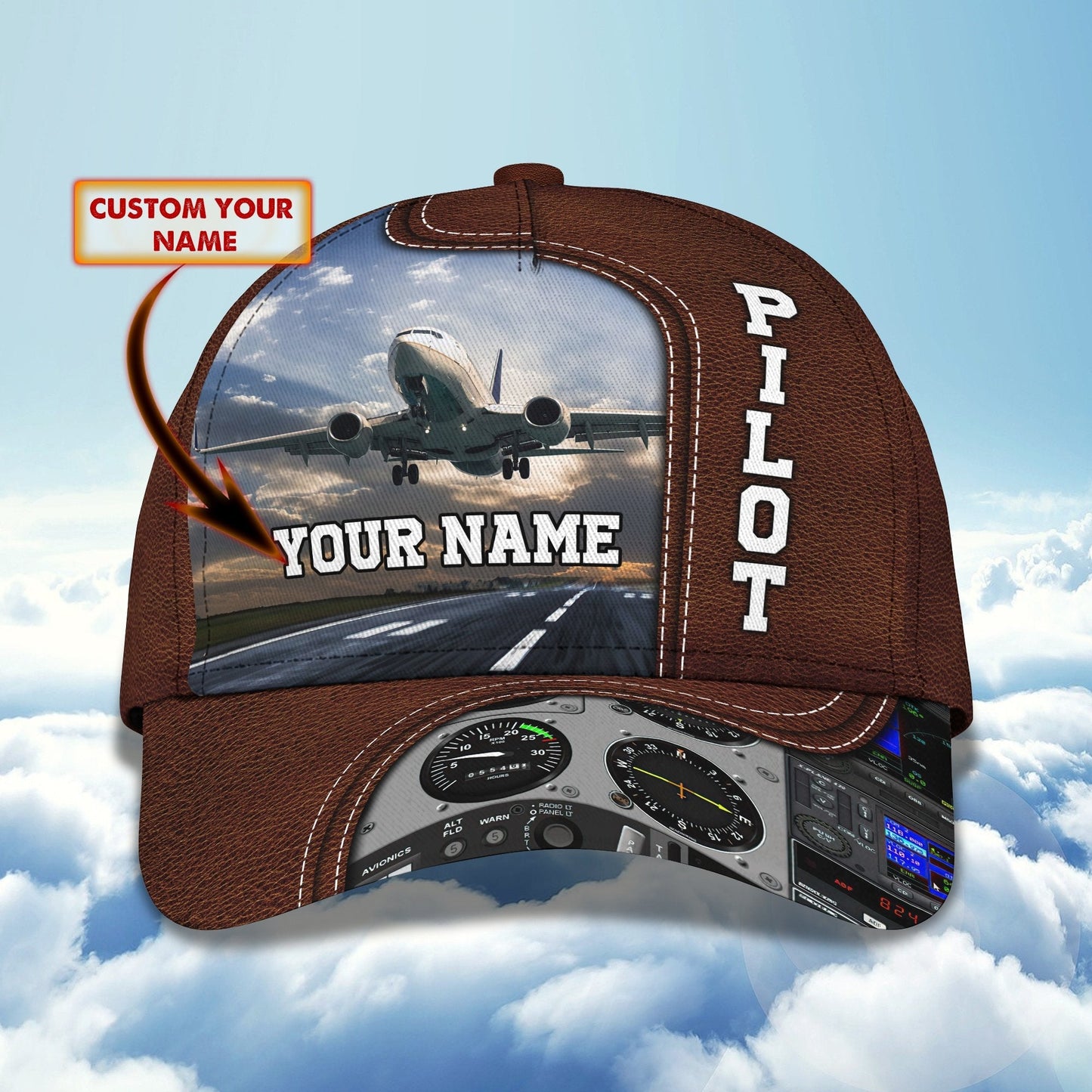 3D Classic Cap Pilot 01Personalized Name Cap Lasfour CA1901