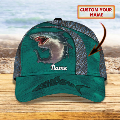 3D Classic Cap Shark 3 Personalized Name Cap Lasfour CA1371