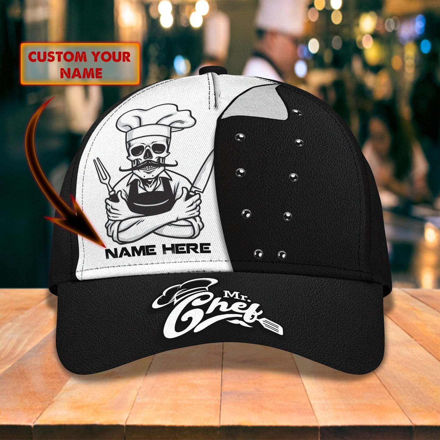 3D Classic Cap Mr Chef Personalized Name Cap Lasfour CA2216