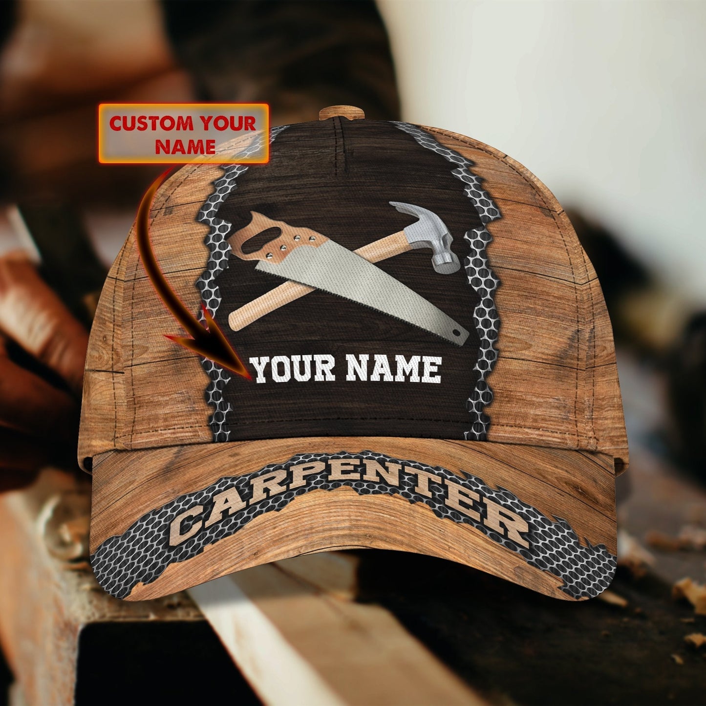 3D Classic Cap Carpenter 3 Personalized Name Cap Lasfour CA1963