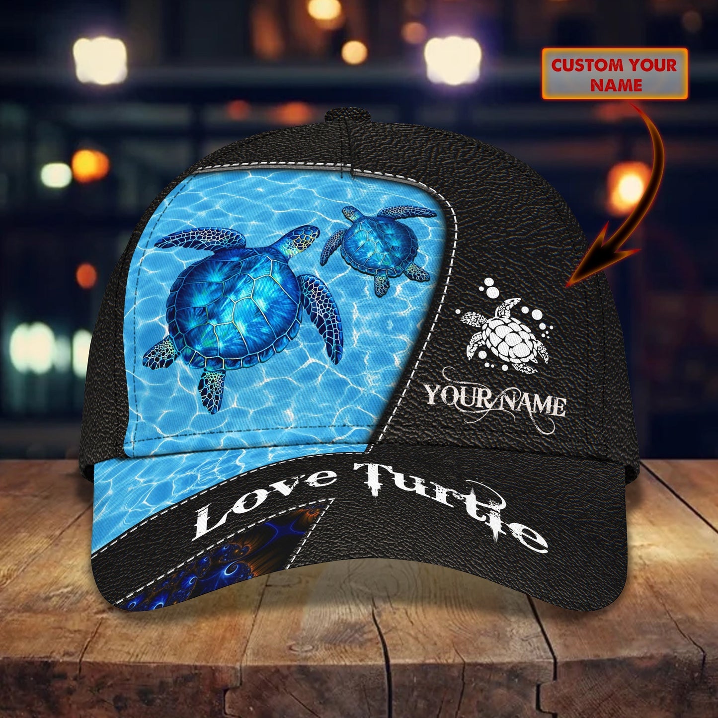 3D Classic Cap Turtle 03 Personalized Name Cap Lasfour CA1648