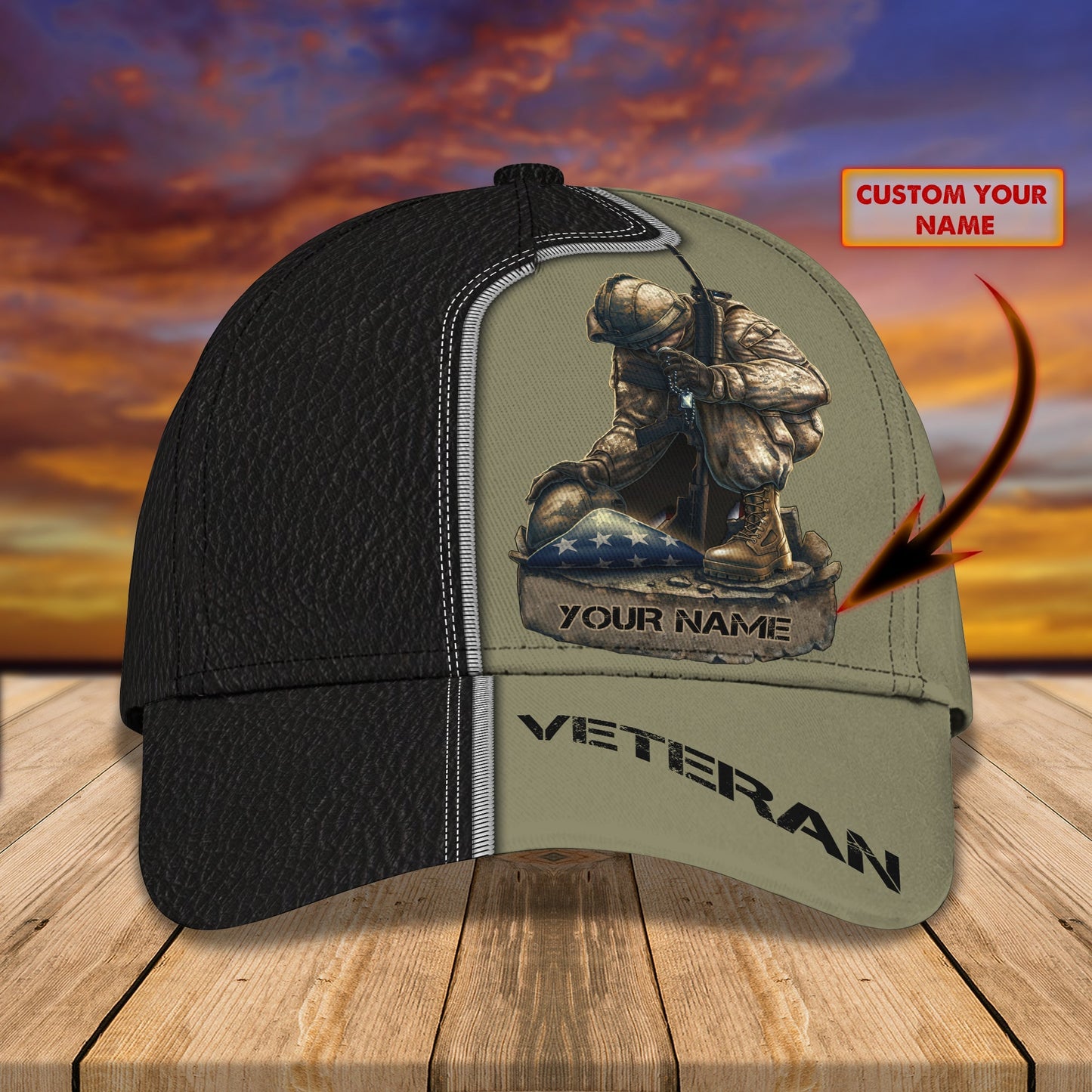 3D Classic Cap Veteran Personalized Name Cap 06 Lasfour CA1665