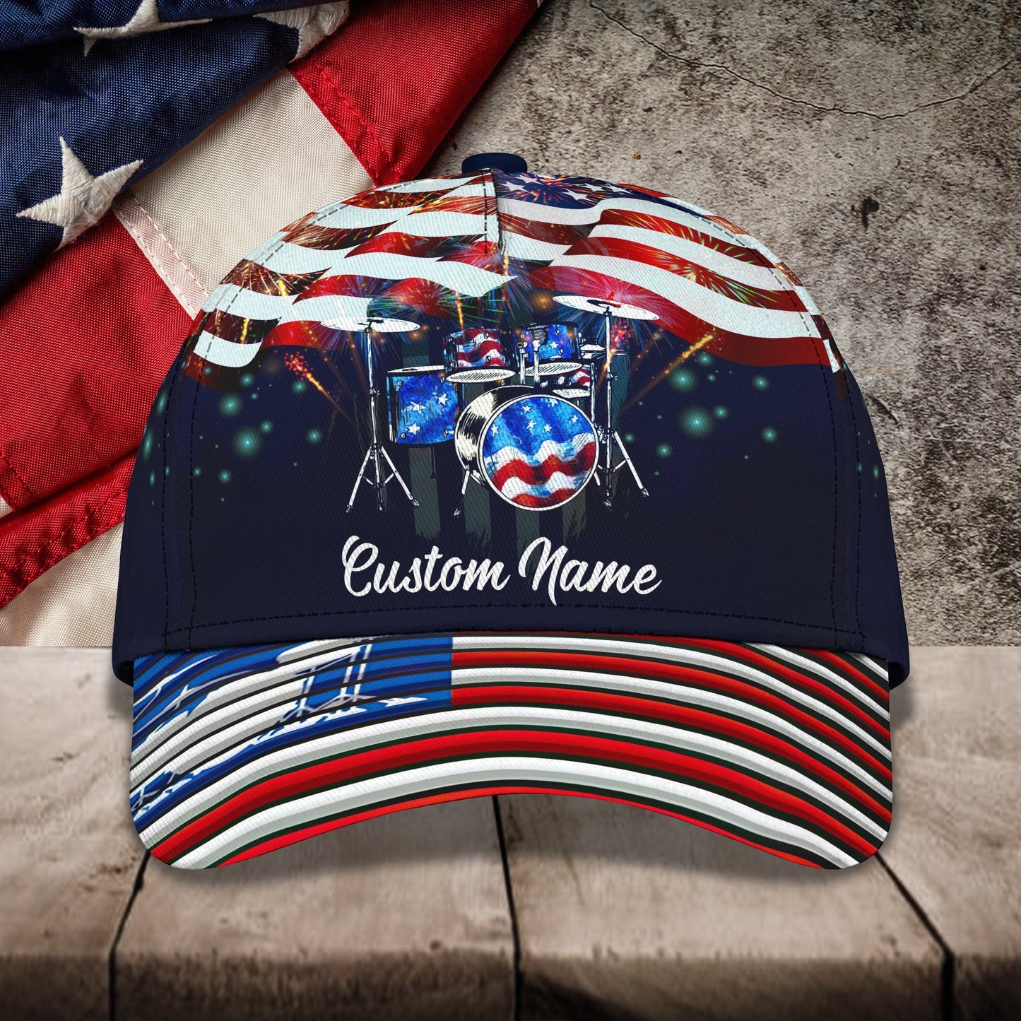 3D Classic Cap Drum Personalized Name Cap 26 Lasfour CA0798