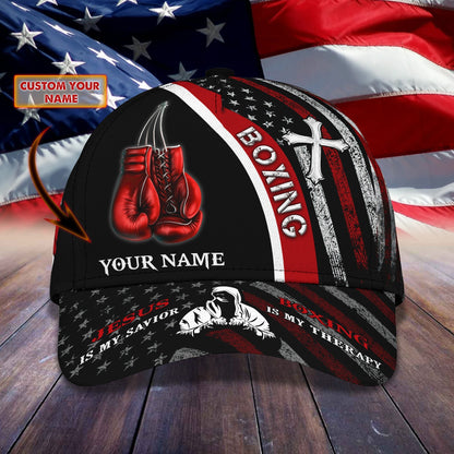 3D Classic Cap Boxing Is My Therapy Personalized Name Cap 199 Lasfour CA1272