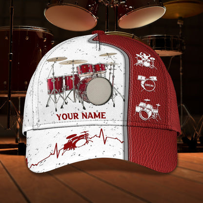 3D Classic Cap Drum Lovers 050 Personalized Name Cap Lasfour CA1853