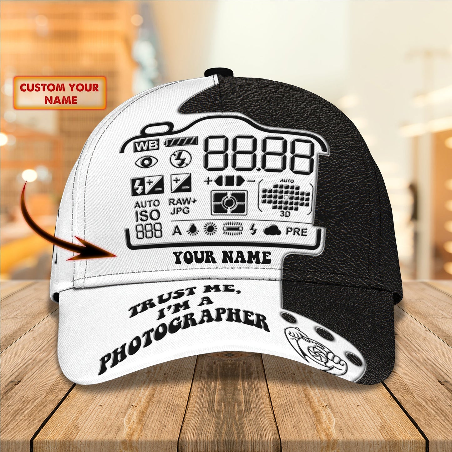 3D Classic Cap Camera7 Personalized Name Cap Lasfour CA1427