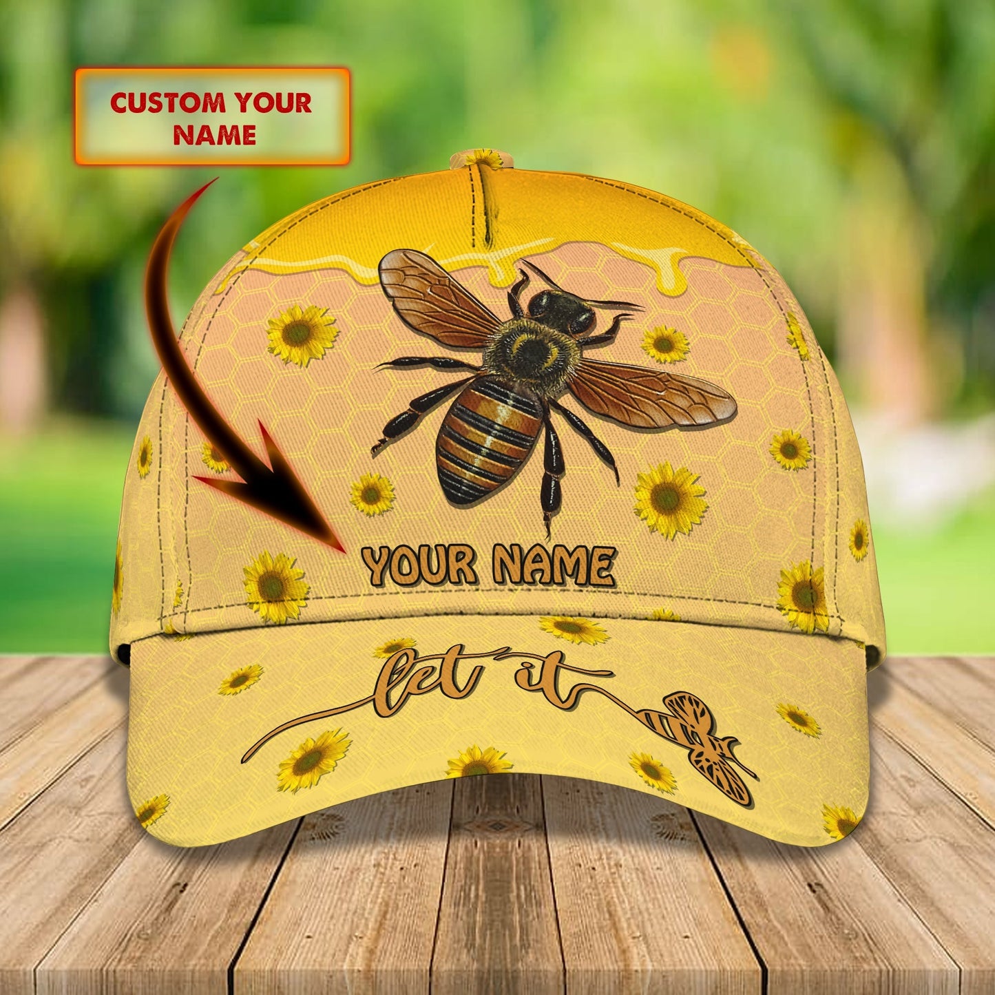 3D Classic Cap Bee 04 Personalized Name Cap Lasfour CA1789