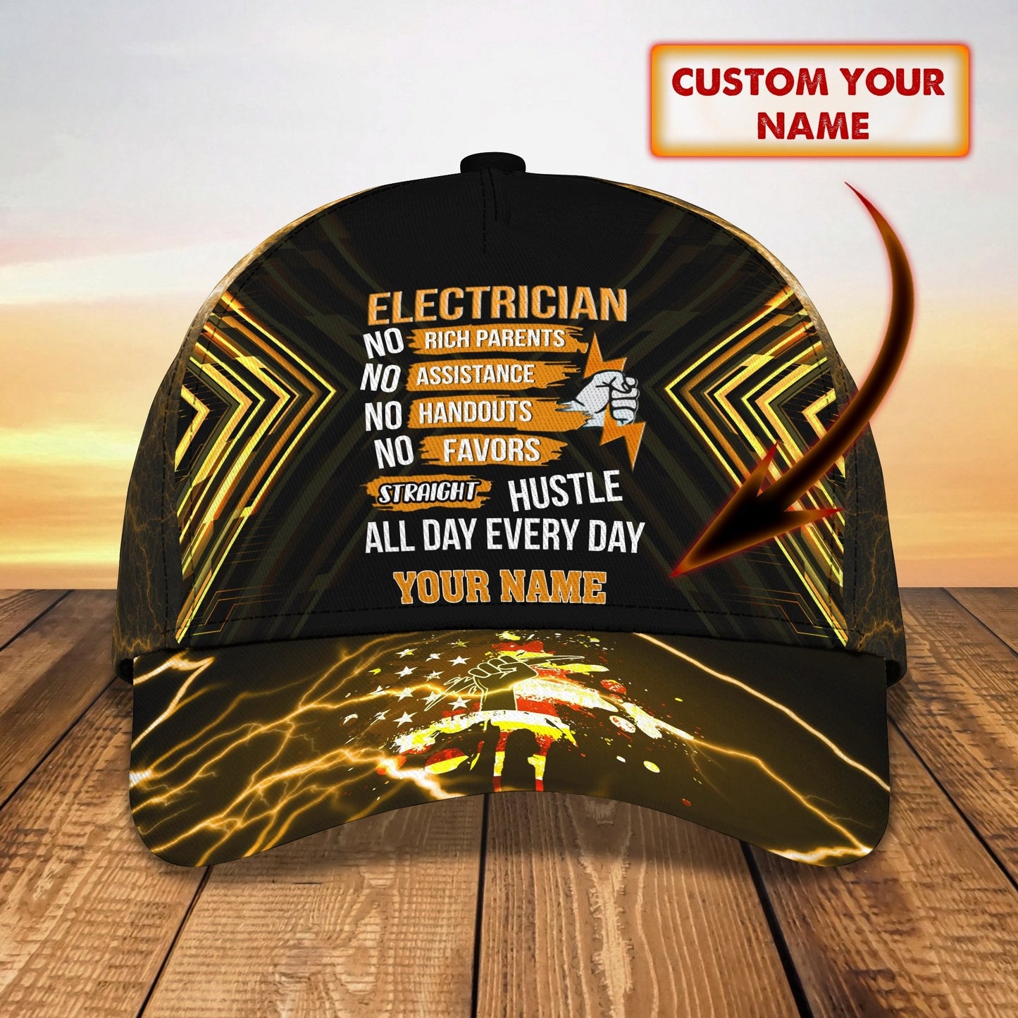 3D Classic Cap Electrician Personalized Name Cap Cap055 Lasfour CA1870