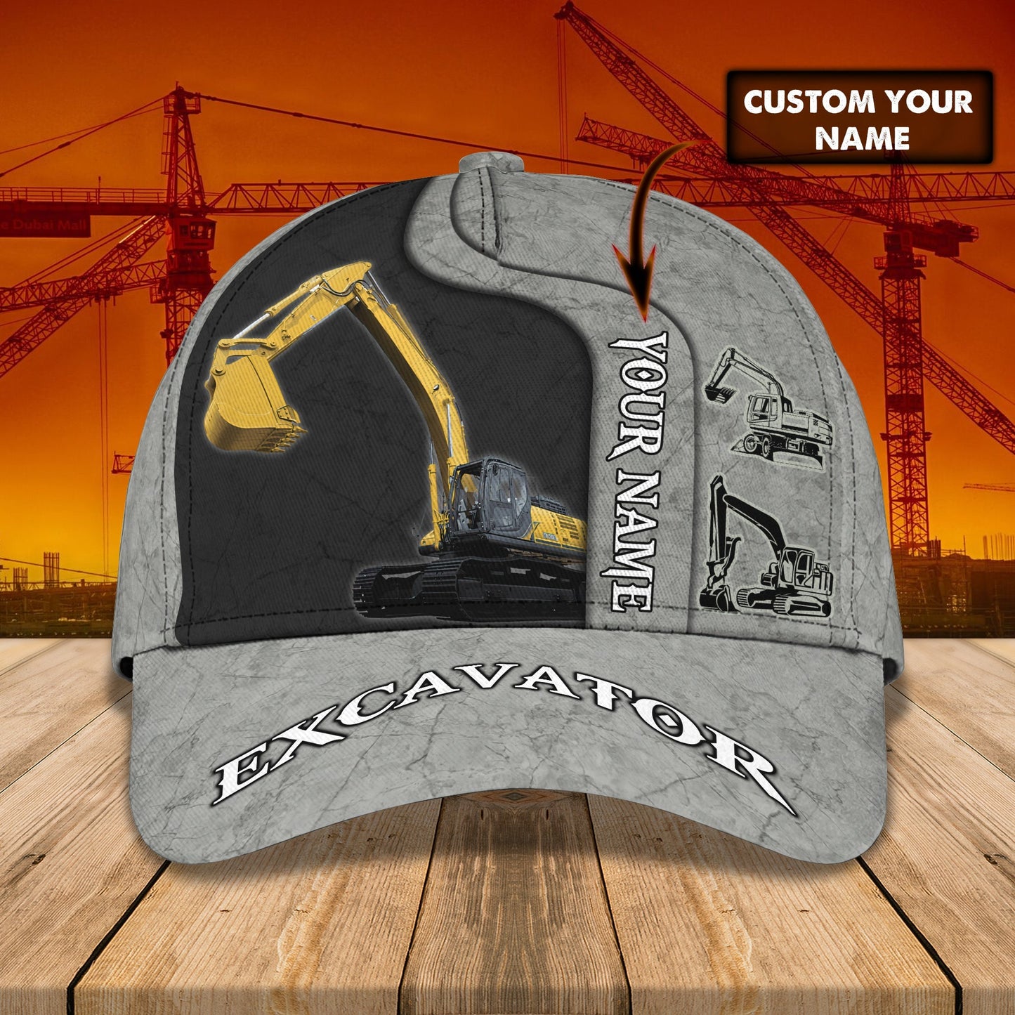 3D Classic Cap Excavatorpersonalized Name Cap 31 Lasfour CA1178