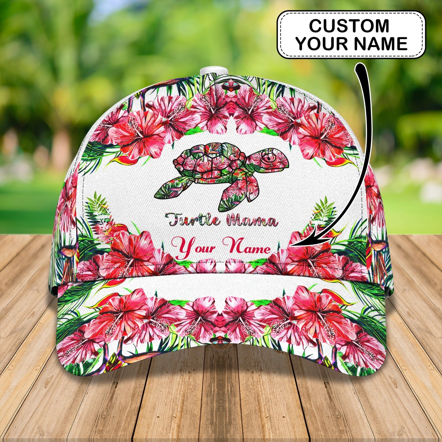 3D Classic Cap Turtle Mom Personalized Name Cap 413 Lasfour CA1152