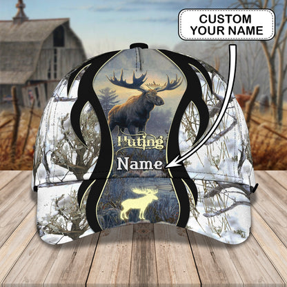 3D Classic Cap Moose Hunting Personalized Name Cap Lasfour CA2402