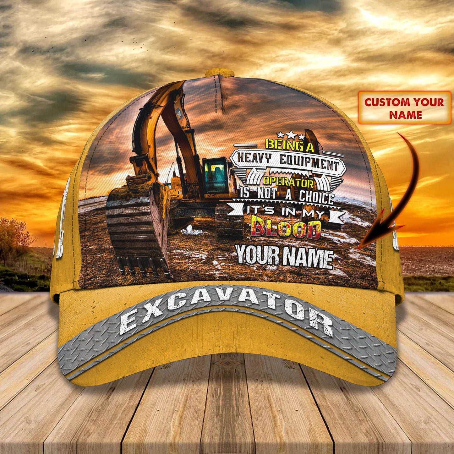 3D Classic Cap Excavator Personalized Name Cap 39 Lasfour CA1172