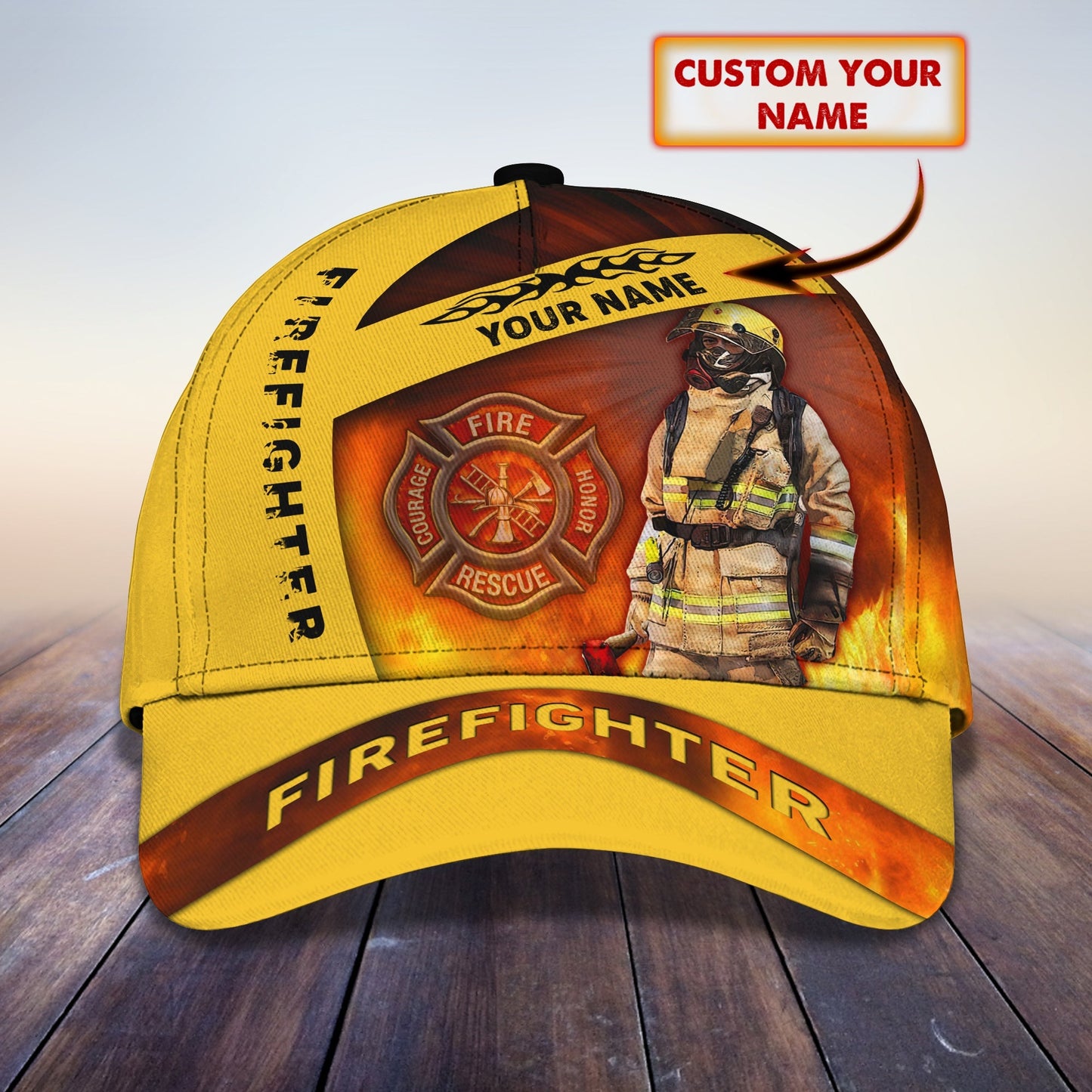 3D Classic Cap Fire Fighter Personalized Name Cap CA2214