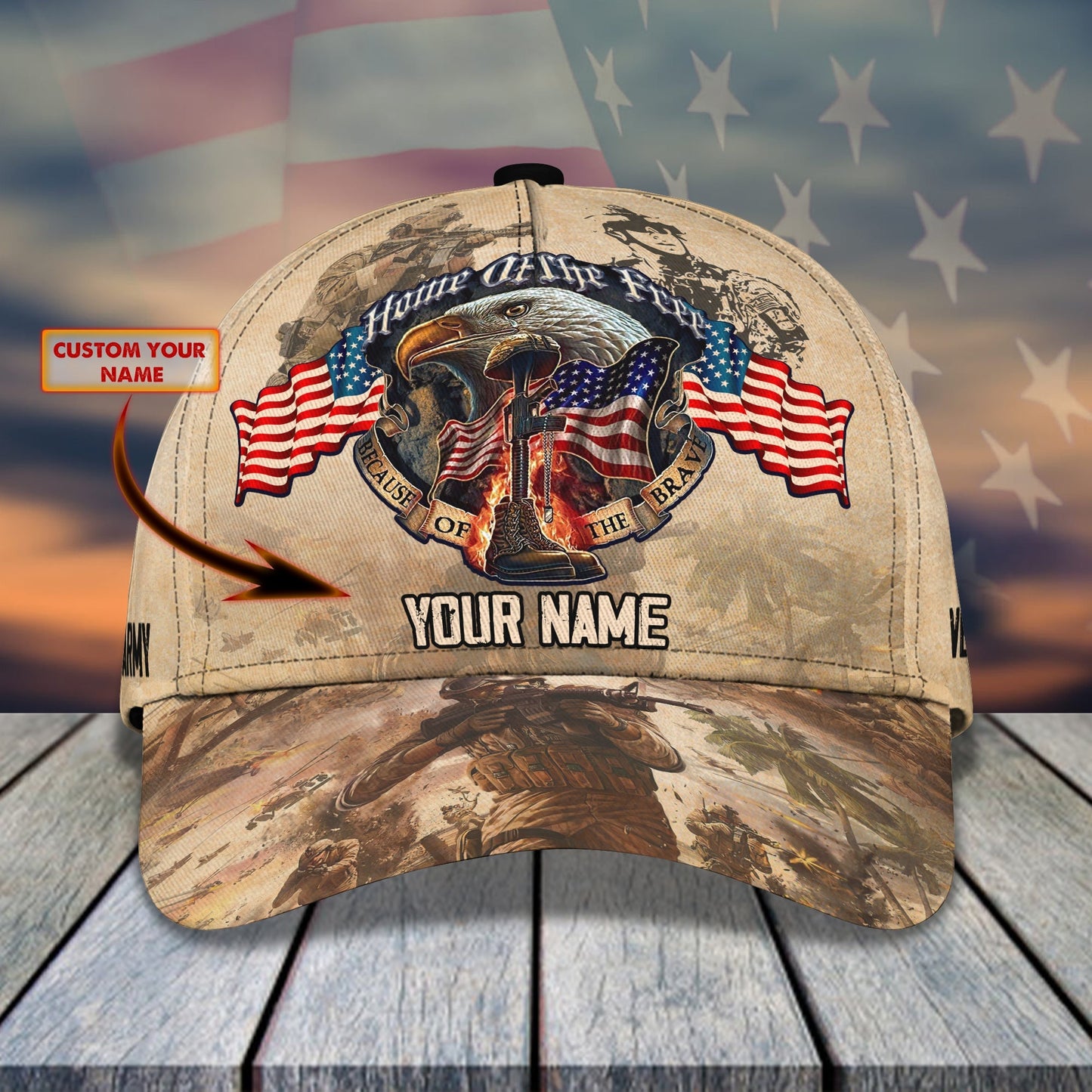 3D Classic Cap Veteran Personalized Name Cap 116Lasfour CA1759