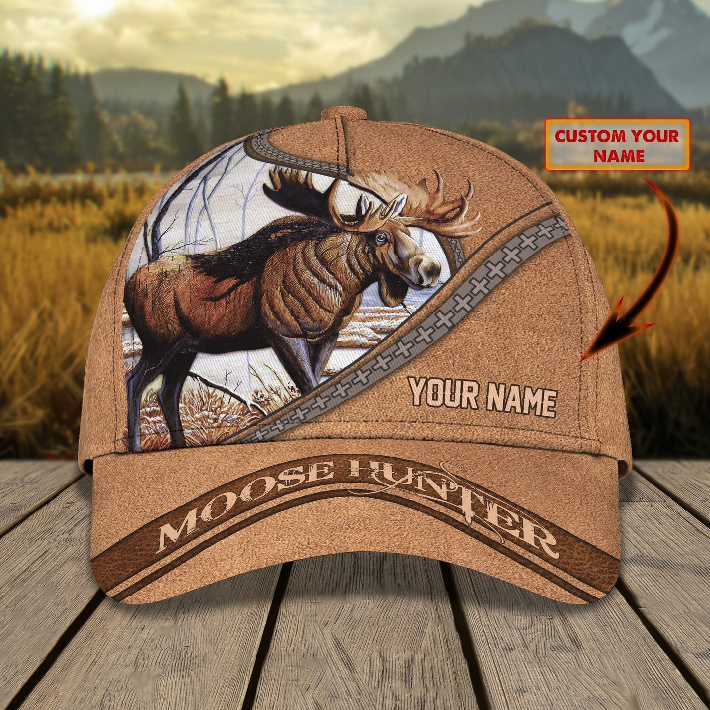 3D Classic Cap Moose Hunterpersonalized Name Cap Lasfour CA1824