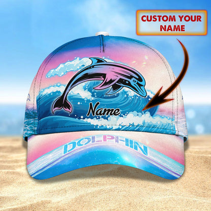 3D Classic Cap Dolphin Dt Personalized Name Cap Lasfour CA1634