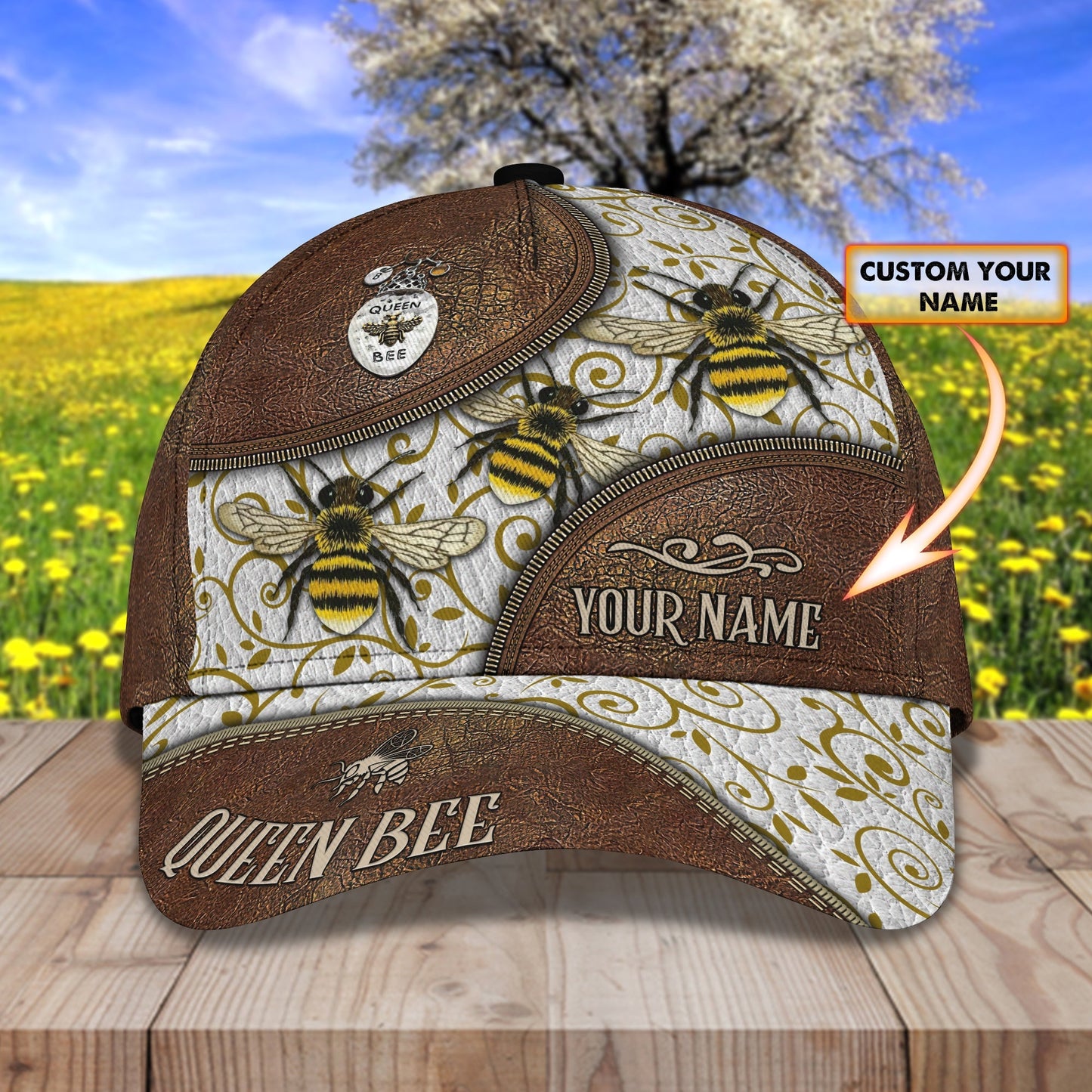 3D Classic Cap Bee 03 Personalized Name Cap Lasfour CA1421