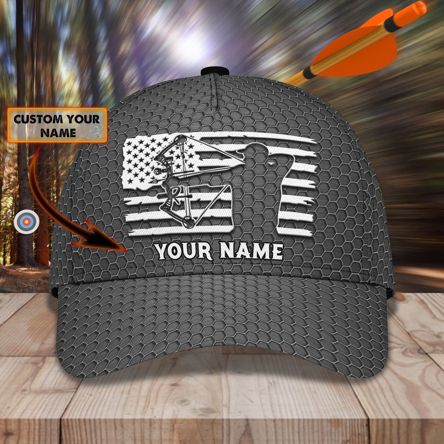 3D Classic Cap Archery F Personalized Name Cap 37 Lasfour CA2106