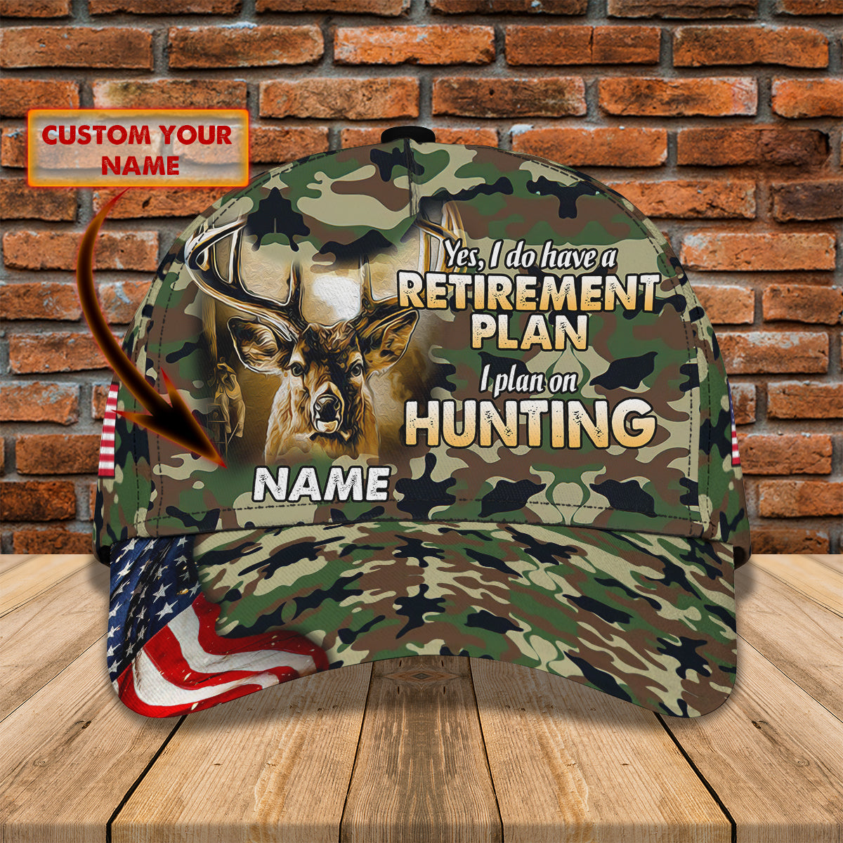 3D Classic Cap American Deer Hunting 3Personalized Name Cap Lasfour CA1582