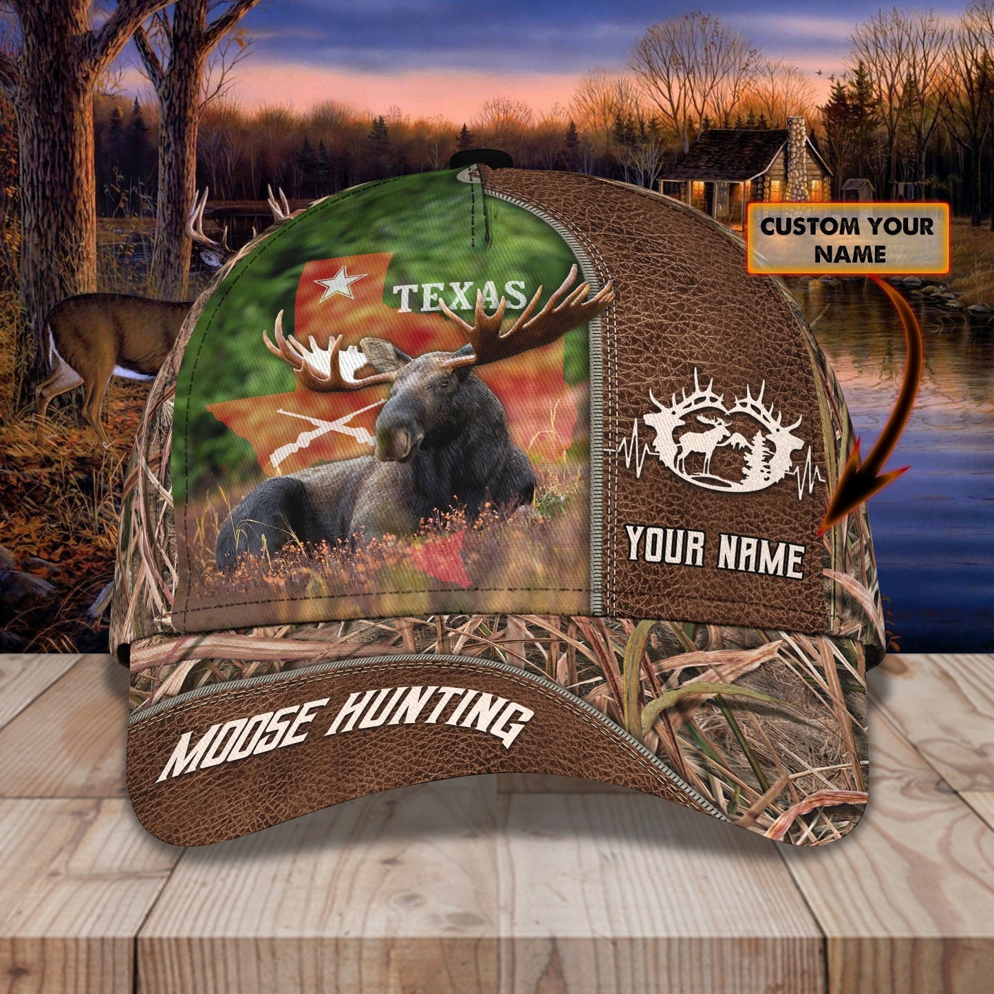 3D Classic Cap Moose Hunting Personalized Name Cap Lasfour CA0869