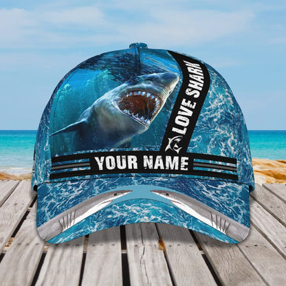 3D Classic Cap Shark 04 Personalized Name Cap Lasfour CA1262