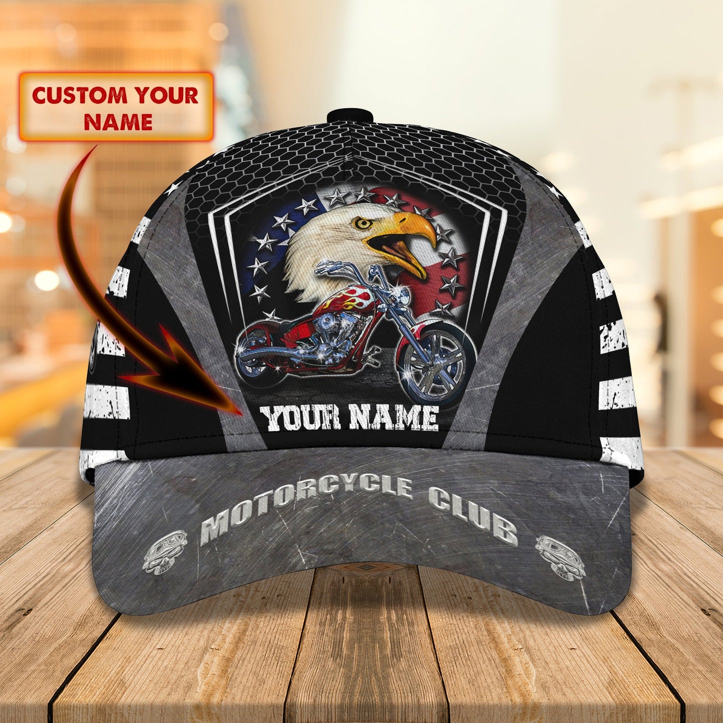 3D Classic Cap Motorcycle Personalized Name Cap Lasfour CA2232