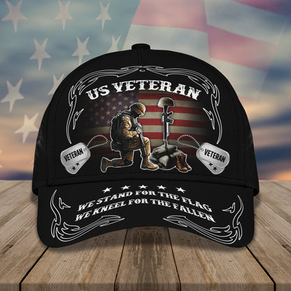 3D Classic Cap Veteran Kneel For The Fallen Personalized Name Cap Lasfour CA1892