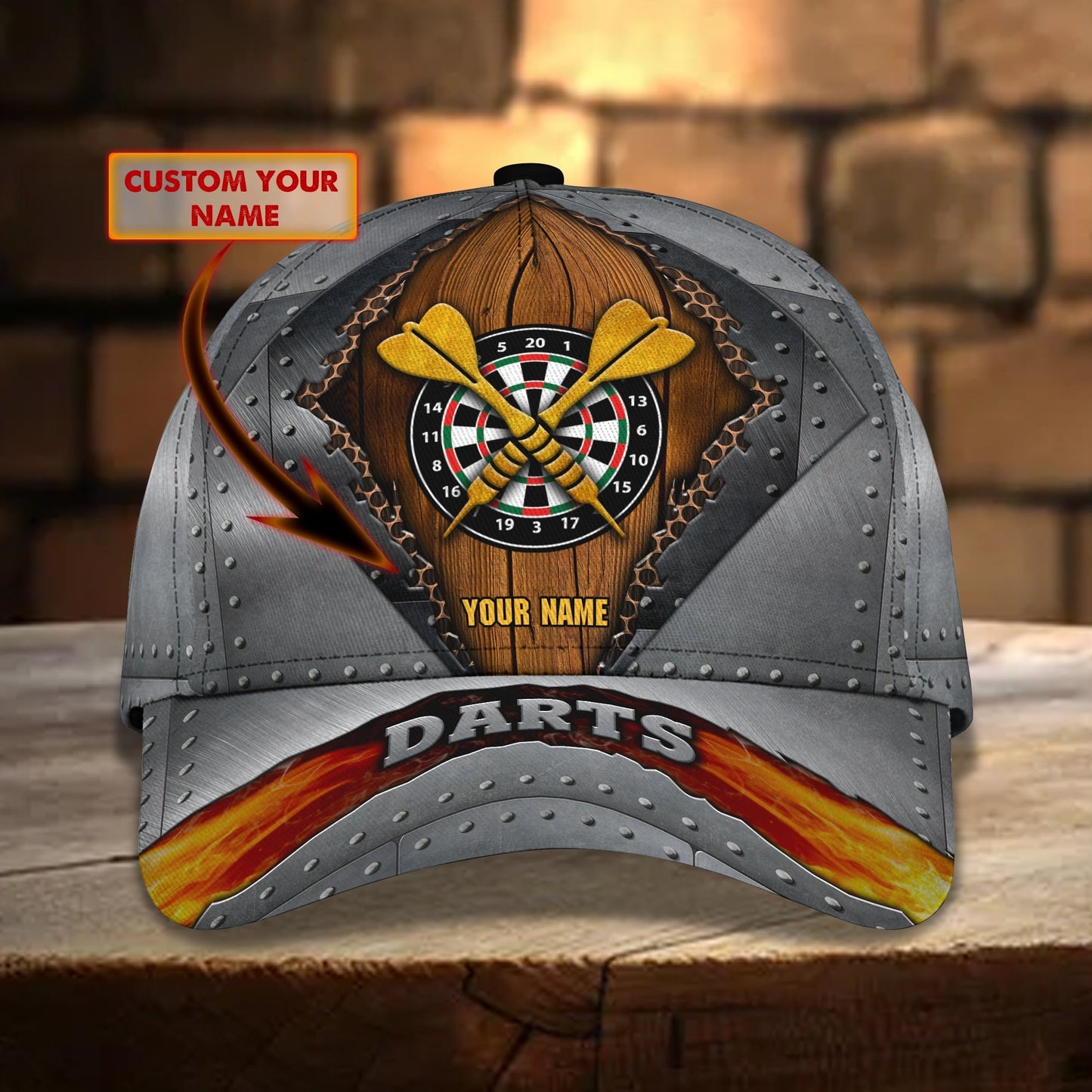 3D Classic Cap Darts Personalized Name Cap 02 Lasfour CA1104