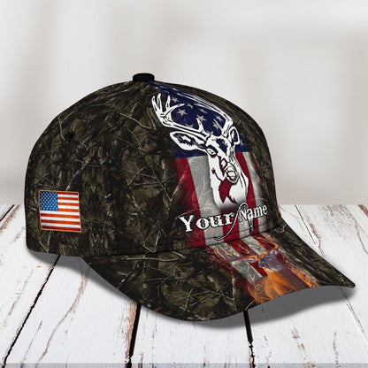 3D Classic Cap American Deer Hunting 2Personalized Name Cap Lasfour CA1583