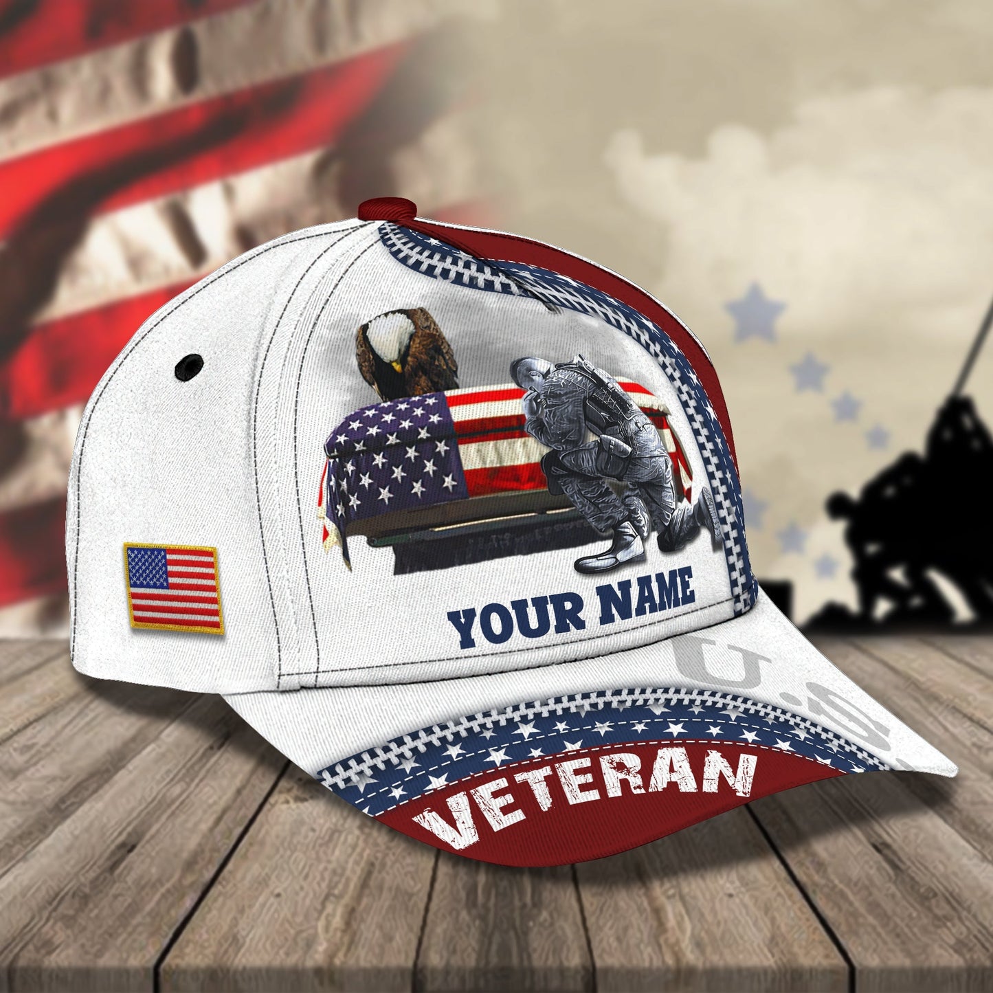 3D Classic Cap Veteran Personalized Name Cap Lasfour CA2061