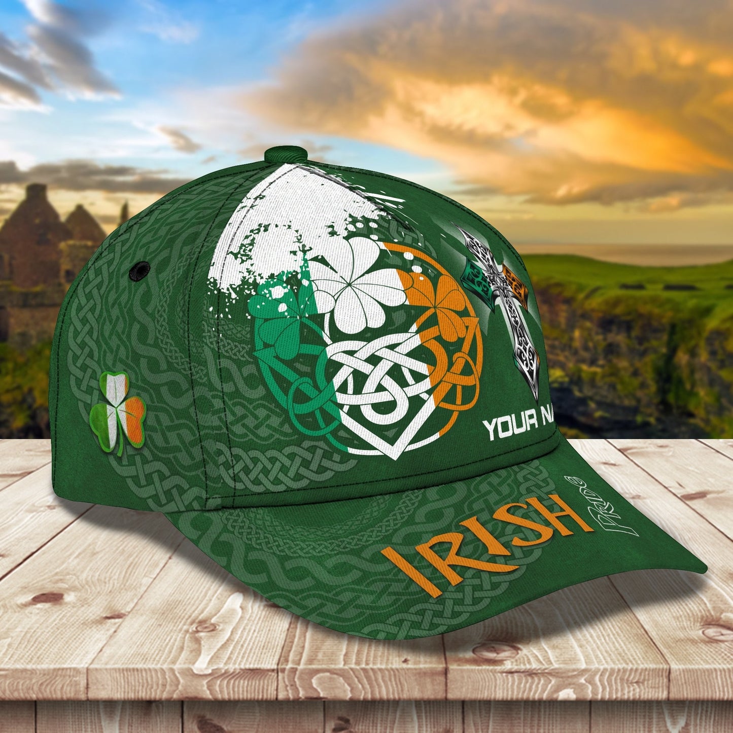 3D Classic Cap Irish Pride 01 Personalized Name Cap Lasfour CA2322